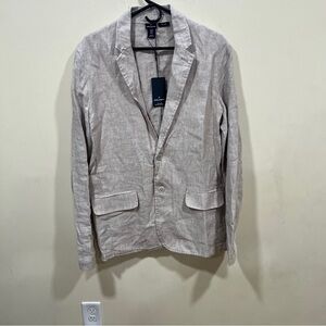 NWT Daniel Hechter Men Tan 100% Linen Unstructured Unlined 2 Button Blazer Sz.M